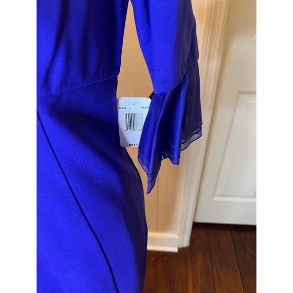 NUE‎ by Shani Stunning Royal Blue Ruffle Neck 3/4 Sleeve Sheath Dress - Picture 5 of 6